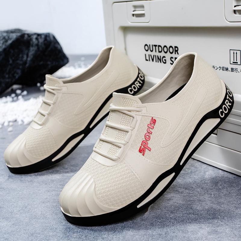 Low-top rain shoes water shoes men's work outdoor flat bottom lightweight adult waterproof shoes light mouth rubber shoes overshoes short men