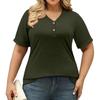 Women's Fashion Casual Colour V-Neck Short Sleeve Large Size T-Shirt Top