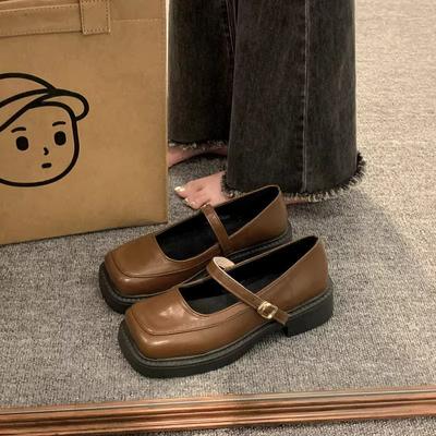 Chaussures en cuir petites de style rétro britannique français pour femmes, nouvelles chaussures Mary Jane à bout carré pour le printemps, talon bas, bouche légère, chaussures simples