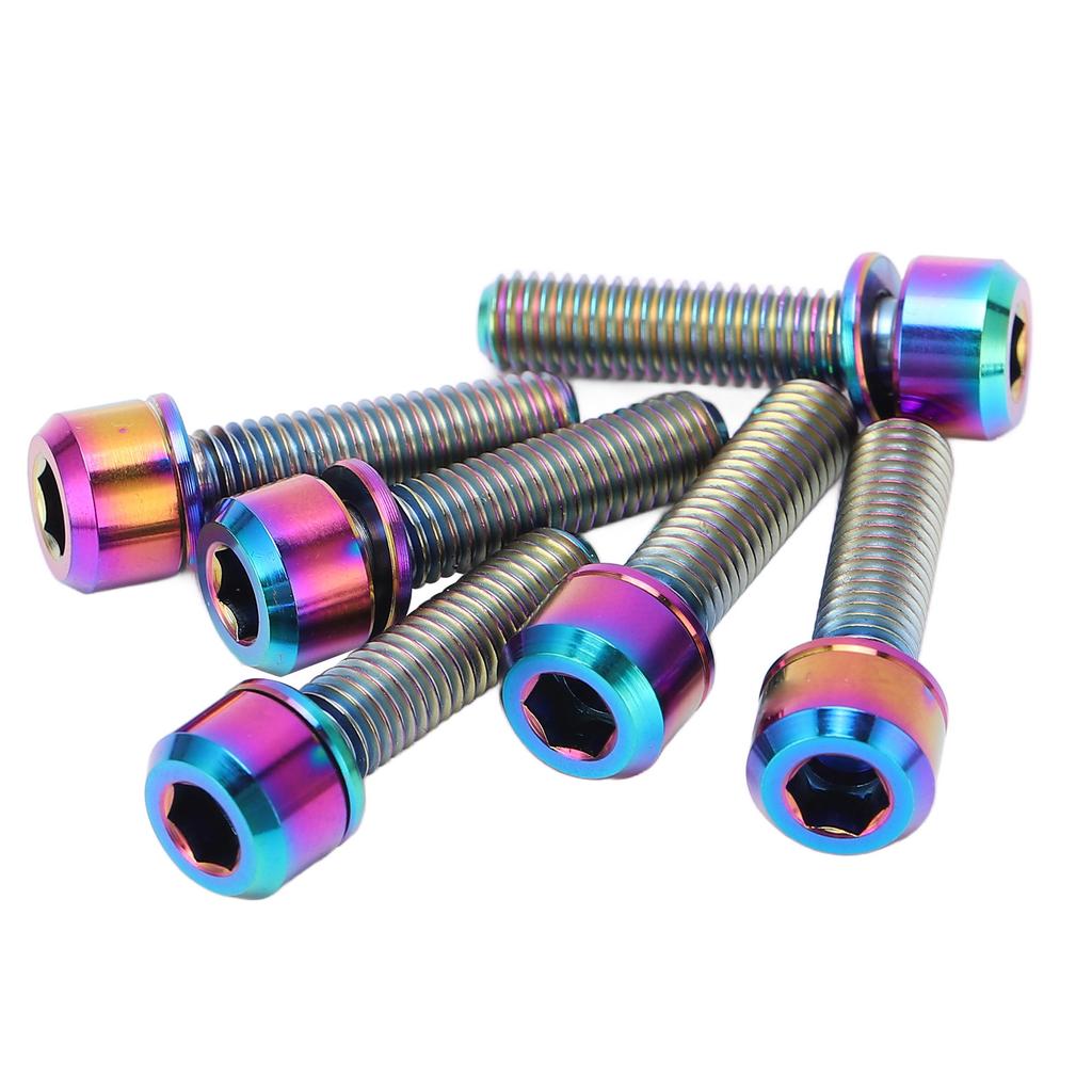 6 Stück RISK Fahrradvorbau-Schrauben-Kit Titan-Vorbau-Schrauben Ersatzteile M5 20mm Bunt