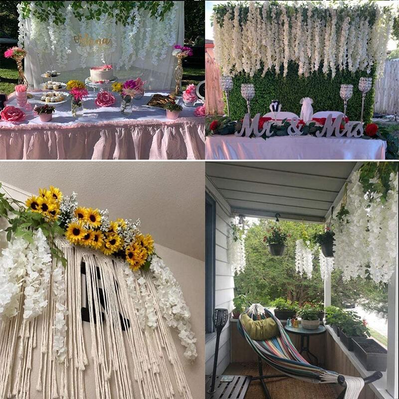 12PCS Artificial Wisteria Flowers, perfect for indoor and outdoor wedding arches, party backdrops and wall decorations.