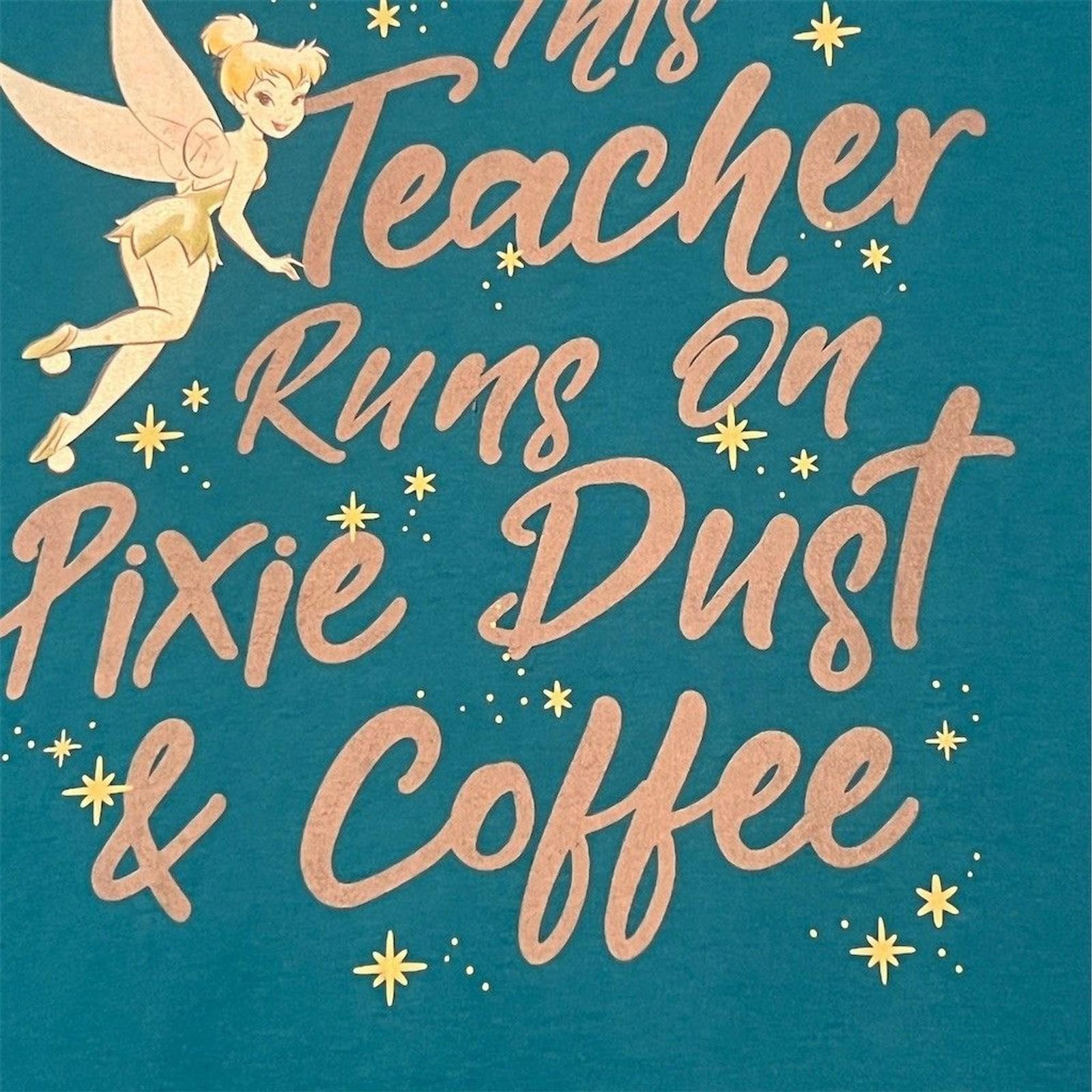 Disney Tinker Bell Teacher Pixie Dust & Coffee Graphic T-Shirt Blue 2XL 4XL