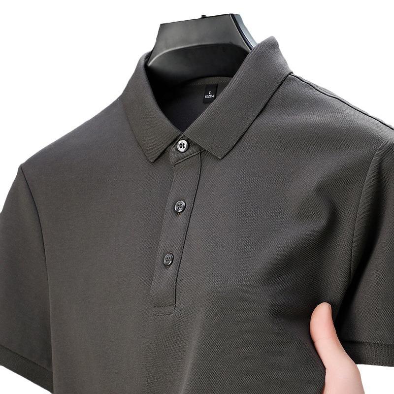 Modisches Poloshirt für Herren mittleren Alters, kurzärmeliges T-Shirt aus merzerisierter Perlbaumwolle, Sommer-Revers, Business-Casual-T-Shirt
