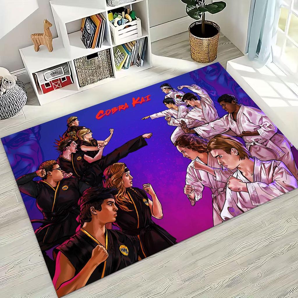 3D Cobra Kai Karate Daniel LaRusso Johnny Art Rug for Bedroom Living Room Sofa Home Doormat Decor, Large Kids Non-slip Floor Mat
