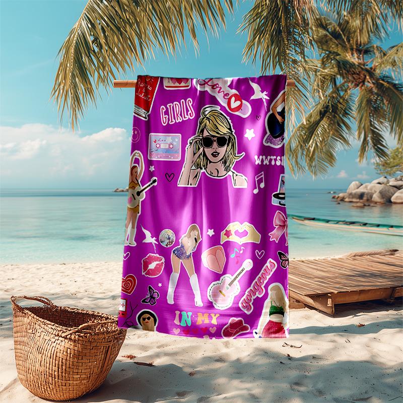 Proof Beach Towel with Taylor Swift Pattern - Soft,absorbent,quick-drying,machine Washable - Perfect for Swimming,camping,bathing