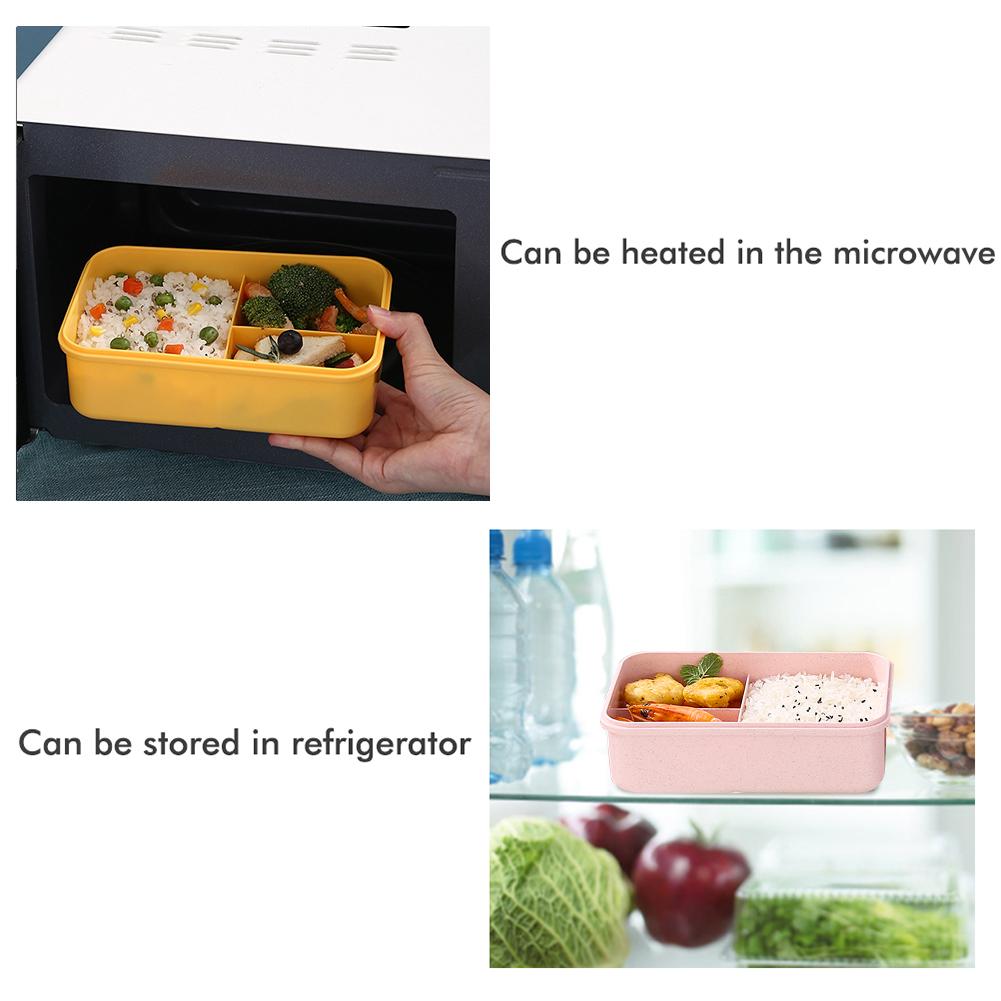 Brotdosen Bento-Boxen Auslaufsichere Brotdosen für Mikrowelle Bento-Brotdosen mit 3 Fächern und Geschirr