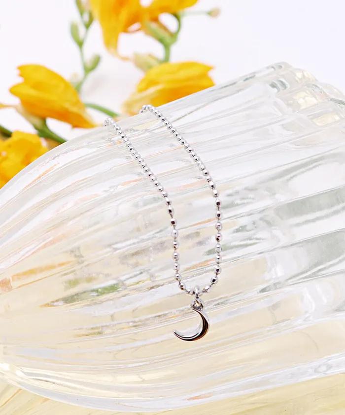 Surgical Slim Chain Moon Necklace (PLT-NL-057_SV)