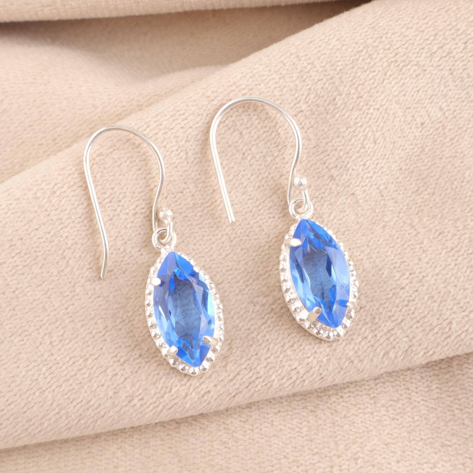 

Натуральный Танзанит Драгоценный Камень 925 Стерлинговое Серебро Ювелирные Изделия Ручной Работы Серьги 1,4 EE-169-3