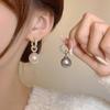 Elegant Paved Zircon Hoop Earrings with Pearl Dangle