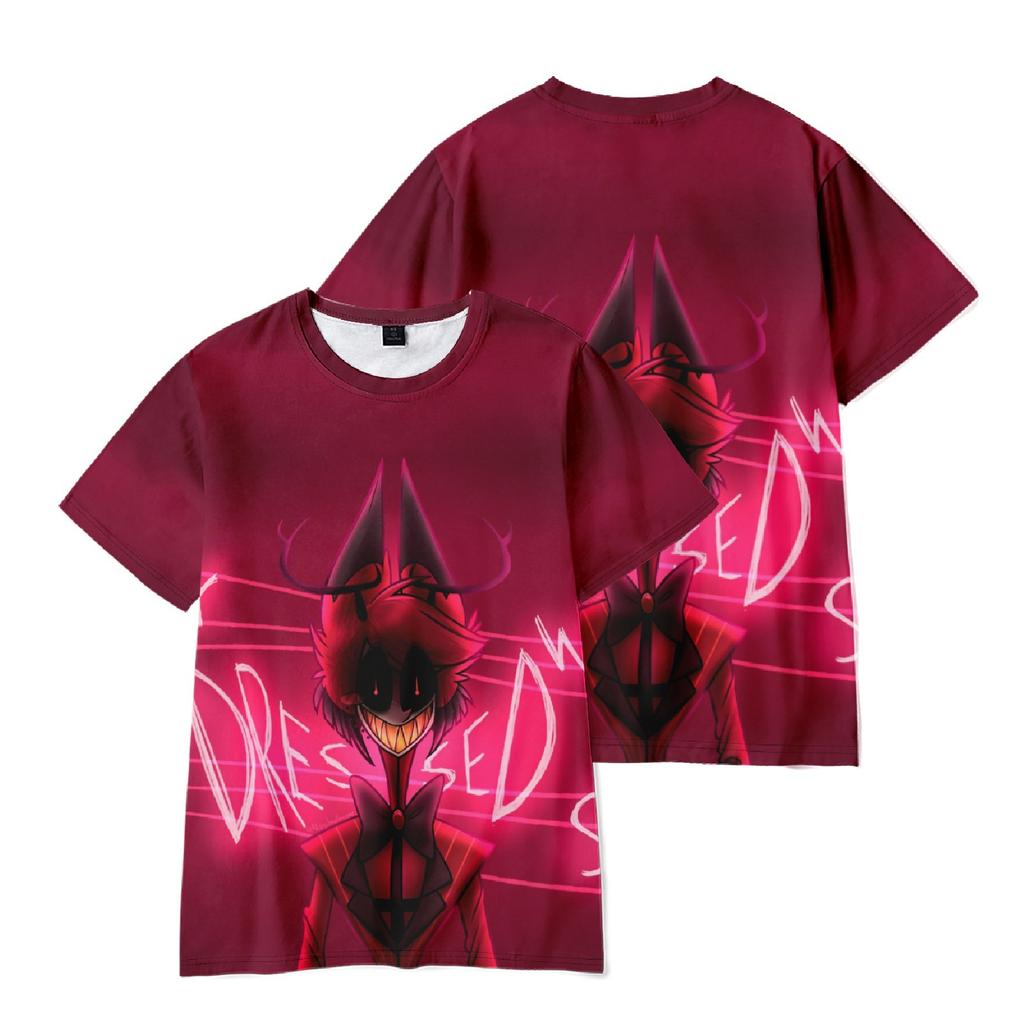 Cartoon Hazbin Hotel Alastor Radio Demon 3D Full Print T-Shirt Unisex Casual Short Sleeve Tee