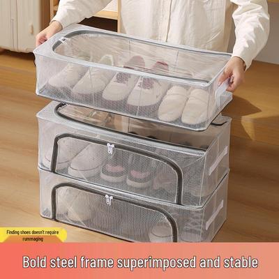 Transparent Foldable Shoe Storage Box with Steel Frame, Dustproof & Easy To Install