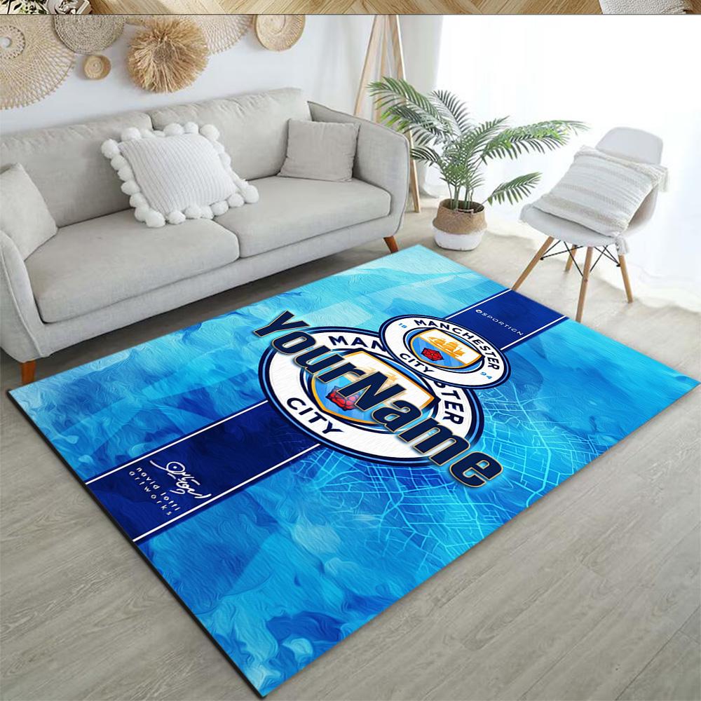 Manchester City Customizable Name Floor Mat Suitable for Balcony Living Rooms Decorate room Game Room Anti-slip Rug Anime Office Decor