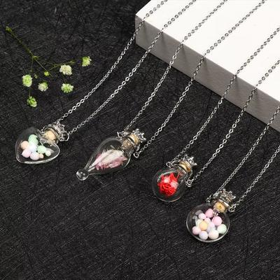 Glaze Bottle Glaze Vial Pendant Water Drop Mini Bottles Necklace Openable Necklace Memorial
