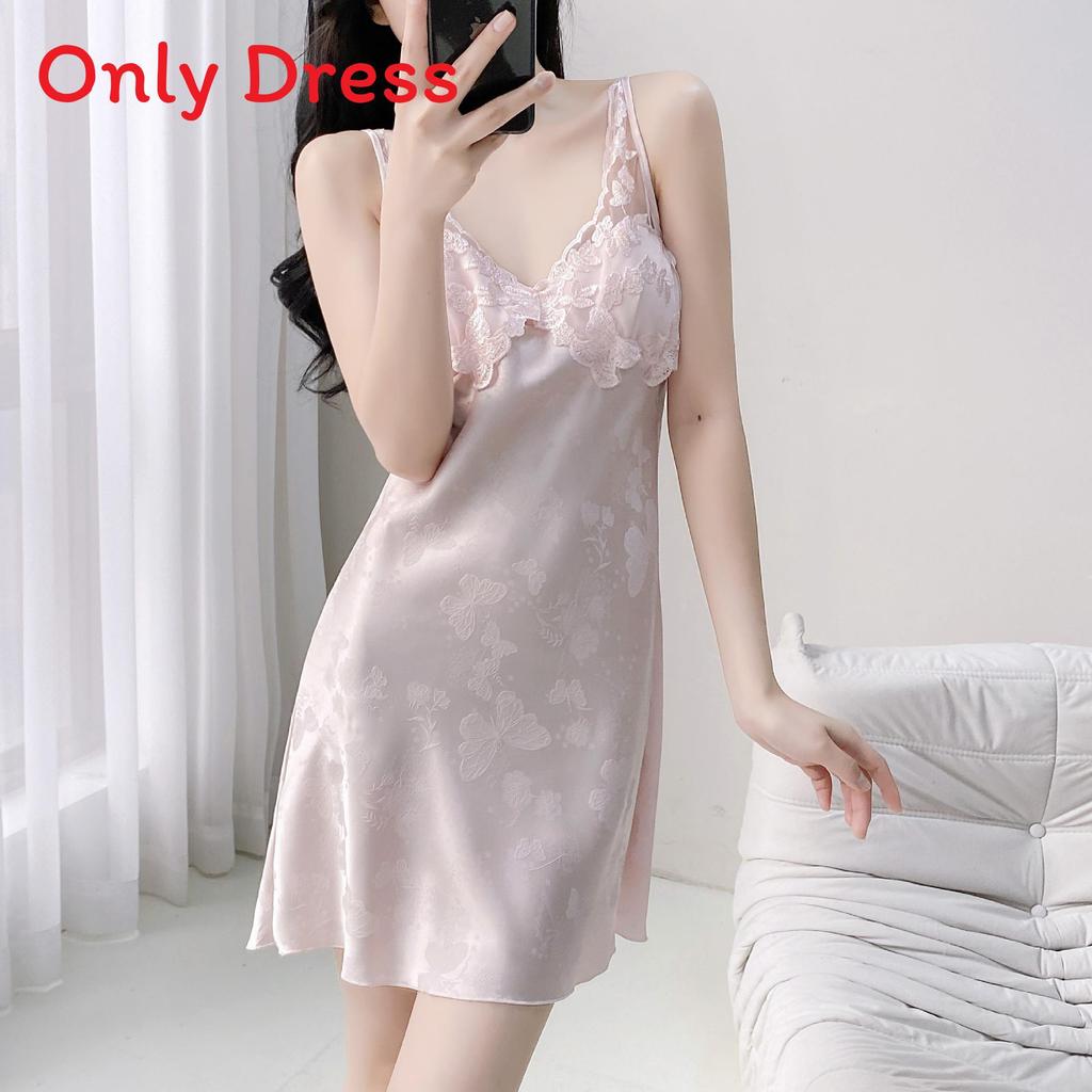 Ice Silk Female Short Sleep Dress With Vneck For Relaxing Home Wear