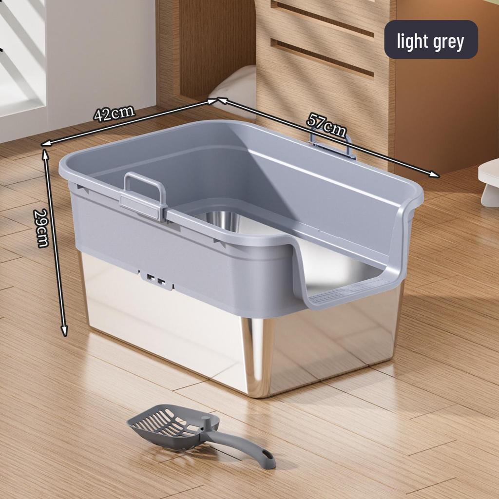 Odor-Proof Stainless Steel Enclosed Cat Litter Box with Anti-Splash Top Entry