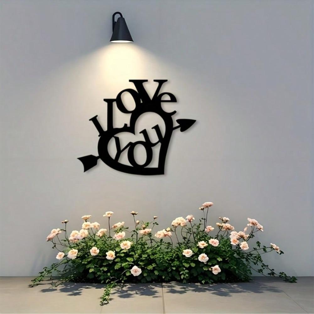 LOVE Arrow Metal Wall Art Romantic Gift Black Iron Indoor Outdoor Wedding Valentine Decor