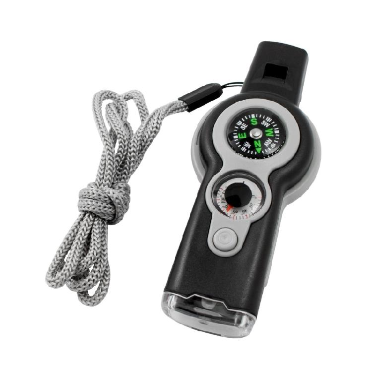 7in 1 Whistle with Compasses LED Light Magnifier Mirror Survival Tool Easy Carry 1