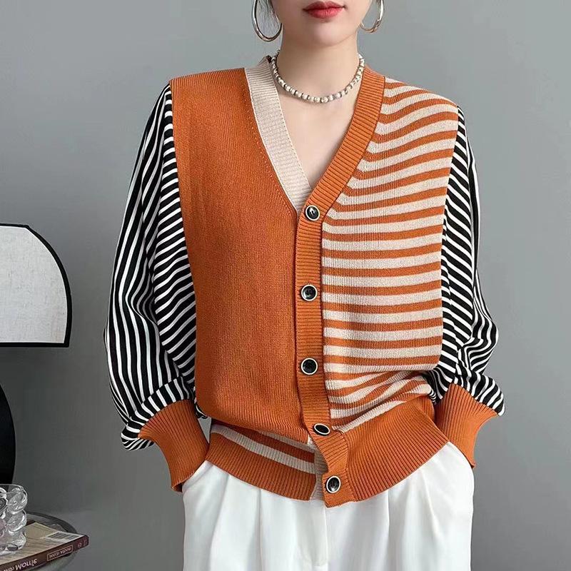 

Осень и Зима Новый Вязаный Кардиган V-образный вырез Длинный рукав Темпераментный Повседневный Рельефный Однотонный Свитер Женский Короткий Топ One size оранжевый
