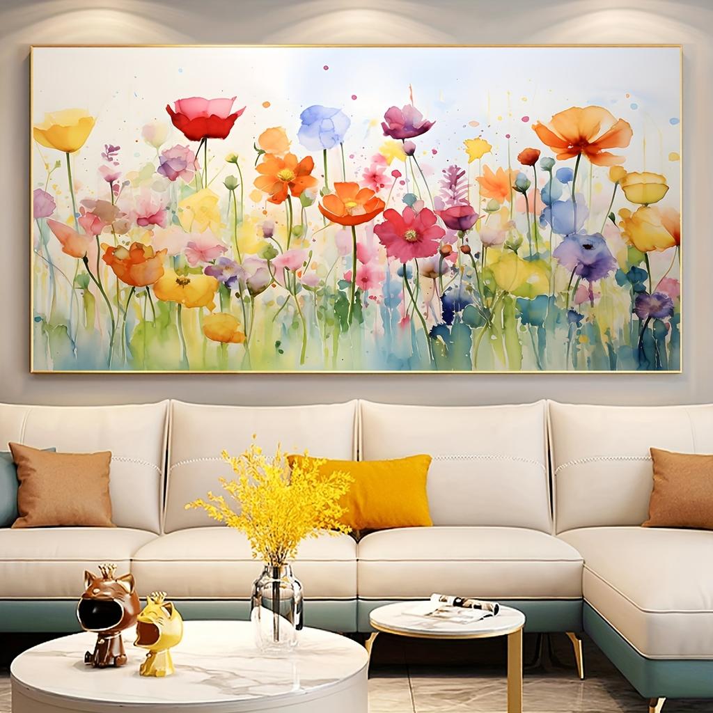 Floral Fantasy Wild Flower Canvas Print, Unframed Modern Art Deco, Ideal Indoor Wall Decor for Bedroom, Living Room, No Frame