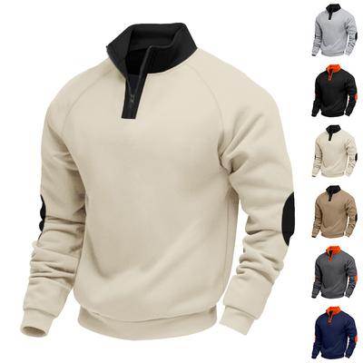 Neues farblich abgesetztes Übergroßes Freizeit-Fleece-Sweatshirt mit Stehkragen, gefüttert, schwer, mit langen Ärmeln für Frühling/Herbst