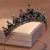 Bridal Headwear Black-Colour Women's Ballroom Crown Baroque Crystal Tiaras and Crowns Bridal Wedding Hair Accessories Jewelry