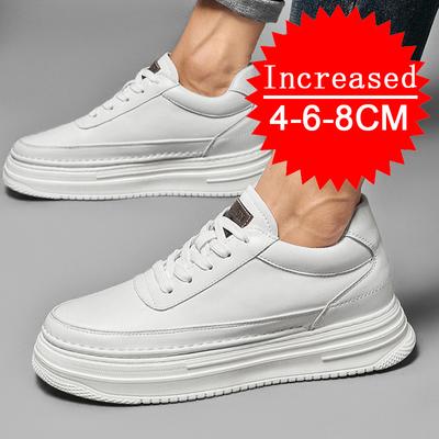 Scarpe Sportive Casual da Uomo in Vera Pelle con Rialzo 4/6/8CM Moda Comode Traspiranti per Corsa Antiscivolo Sneakers Tempo Libero