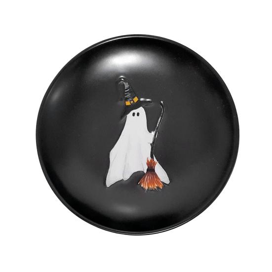 Prato de Fantasma de Halloween 7 Polegadas Plástico Reutilizável Prato de Fantasma Redondo Louça de Mesa para Jantar Sobremesa para Doce ou Travessura Suprimentos para Festa de Halloween
