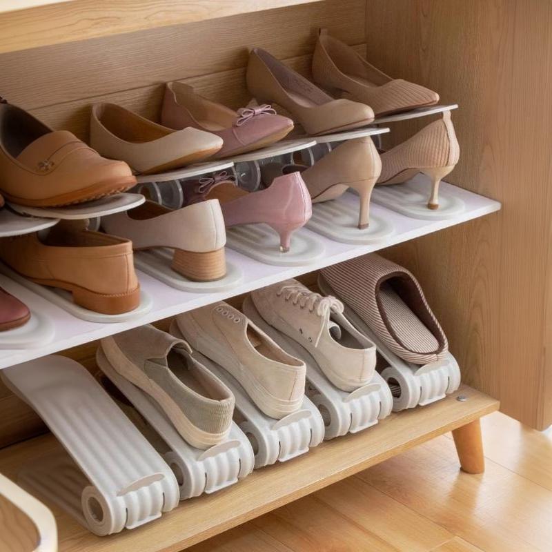 Adjustable Plastic Double Layer Shoe Rack Space Saver Shoe Organizer for Entryway Closet Apartment Small Space