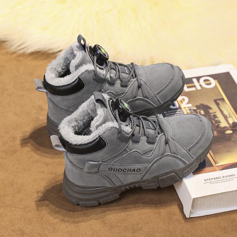 Boys' Winter 2023 Velvet-Lined Non-Slip Martin Boots - Warm and Trendy Cotton Sports Shoes for Kids