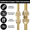 2Pcs Brass Pipe Fitting Connector Coupler 3/8Inch and 1/4Inch Copper Pipe Butt Joint Double Nipple Easy Tightening