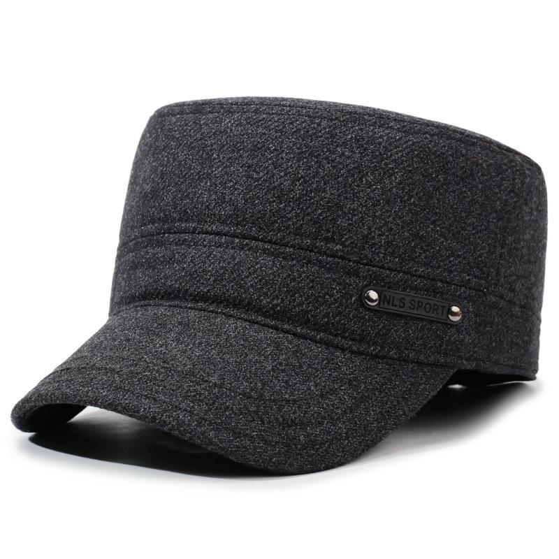 

Winter Hat For Outdoor Cold Proof Warm Ear Protection Flat Top Hat Casual Thickened Woolen Adjustable