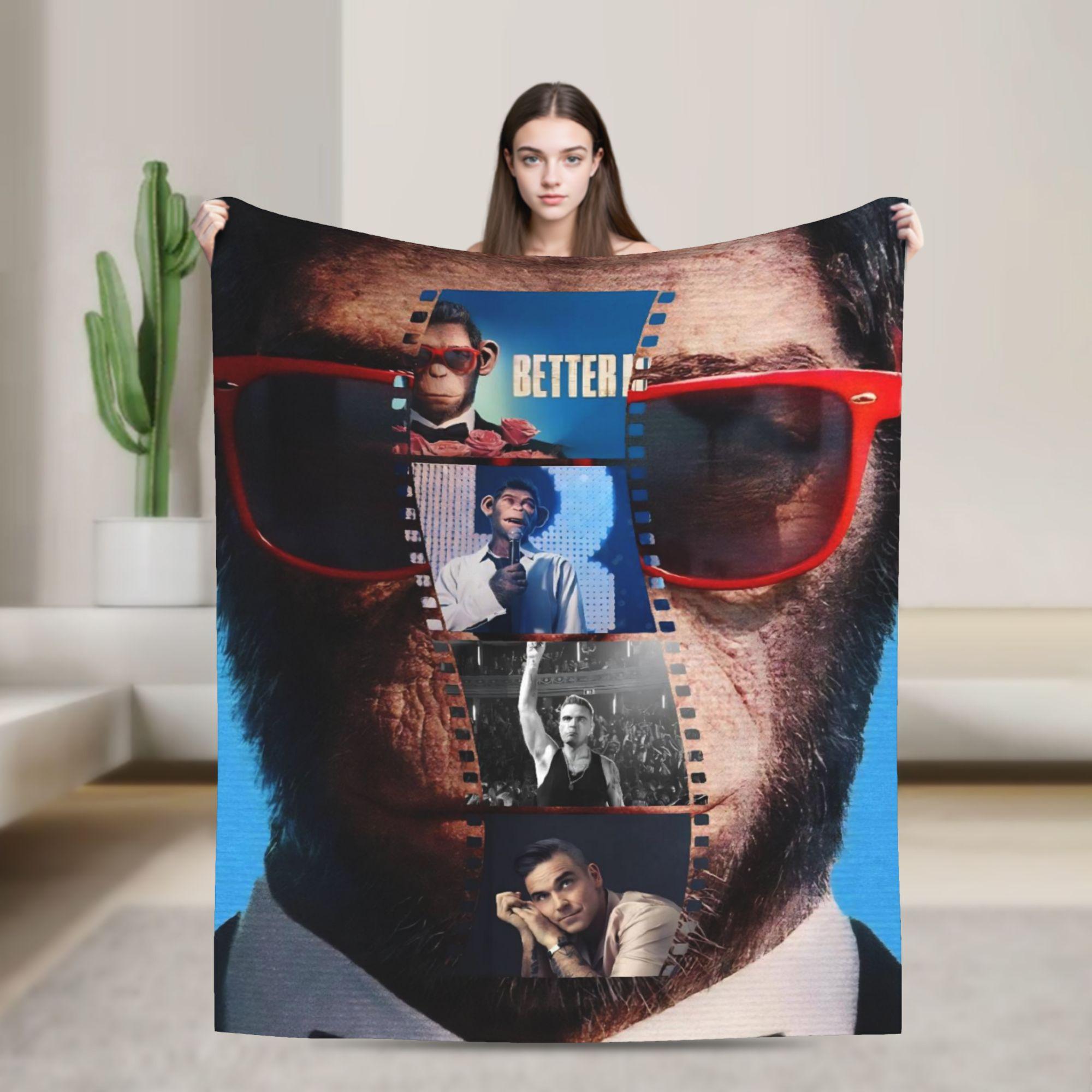 

Robbie Williams Tour Warm Blanket Travel Plush Throw Blanket Novelty Bedroom Flannel Bedspread Sofa Bed Cover 75x90cm