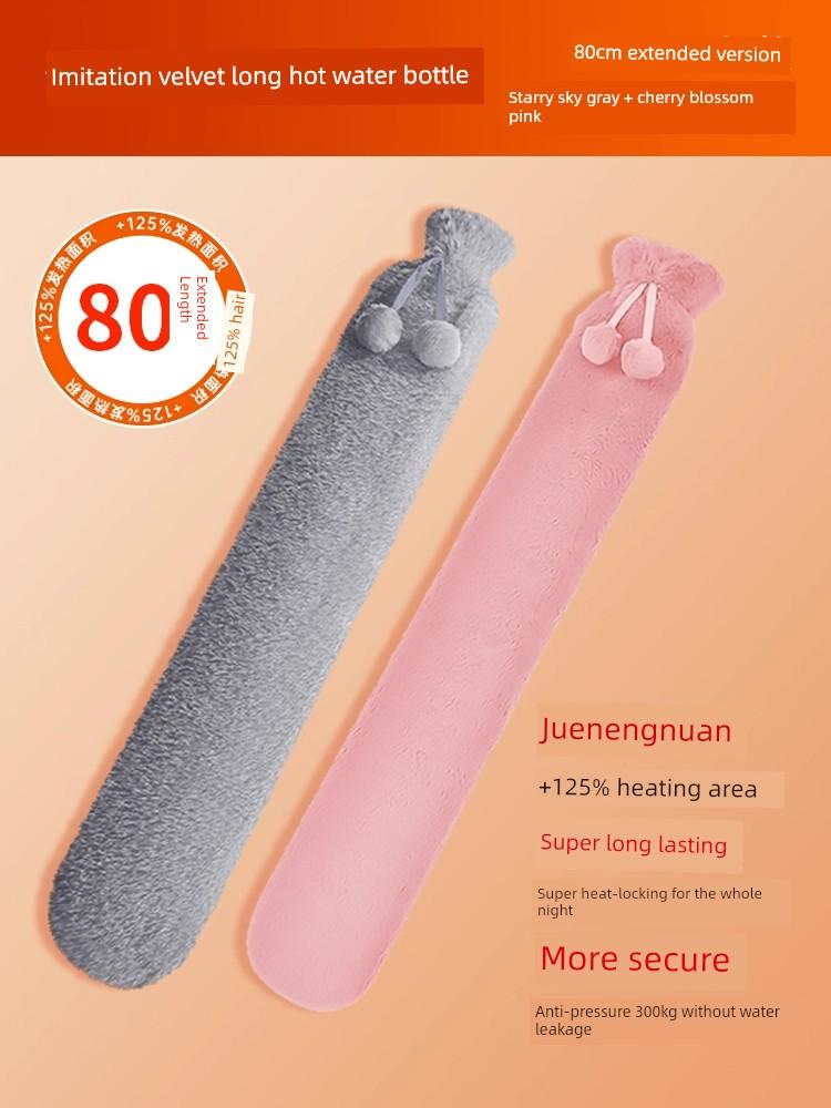 Large Water-Filled Hot Water Bottle for Bed Use, Extended Version, Water-Filled Sleeping Warmer, Foot Warmer, Water Heating Pad