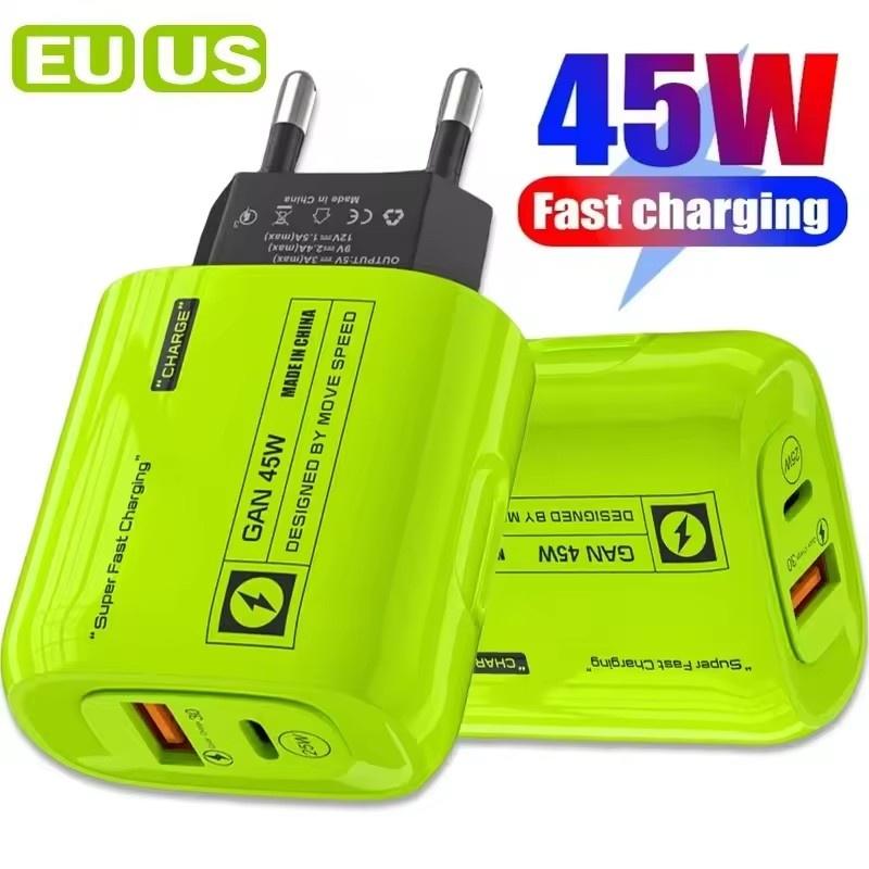 45W Fast Charger USB Type C PD Phone Charger Fast Charging Quick Charge Adapters for IPhone 14 Pro Max Samsung Xiaomi Huawei
