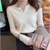 White Knitted Bottoming Shirt for Women's Spring and Autumn Inner Wear 2025 New V-neck Top Design Sense Niche Slim-fit Sweater