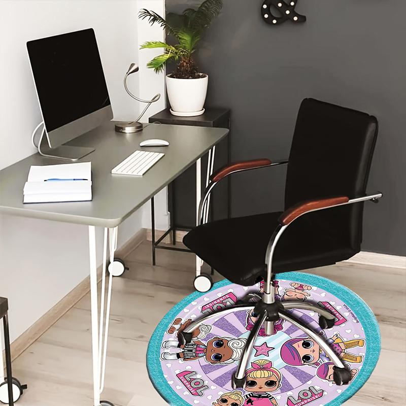 

1 шт. Килим круглий LOL Surprise Ляльки Колесо, Виготовлений з поліестеру, Ідеально підходить для декорування офісних крісел, віталень 80cm