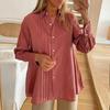Women Solid Color Long Sleeve Casual Streetwear Top Blouse Tee Shirt Turndown Collar Ladies T-Shirt