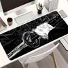 Gaming Mouse PadDesk Mat Antislip Stitched Edges Black and White Samurai Sword Sketch Print Keyboard Pad for Office Gaming