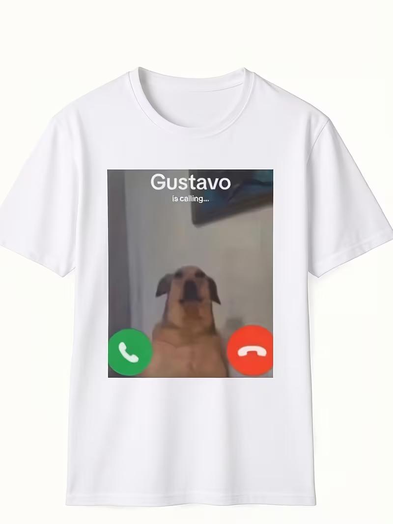 

Funny Gustavo Dog Meme TShirt Humorous Graphic Crew Neck Tee Unisex Women Casual Short Sleeve Top for Daily Wear Gifting S