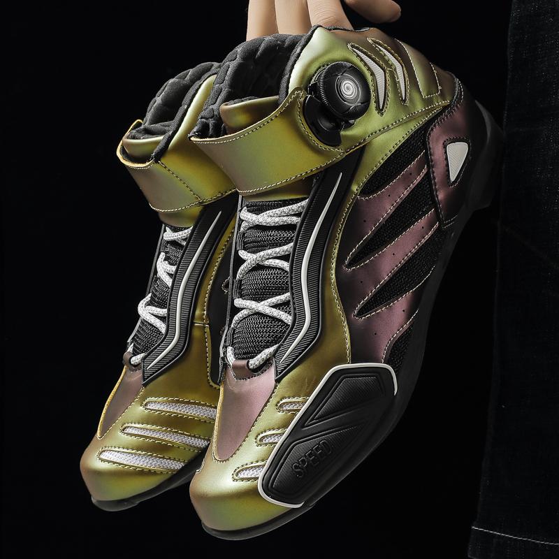 JAHSEH Motorcycle Boots Adults Motorbike Riding Shoes Breathable Biker Boots Men Women Anti-Slip Motocross Rider Riding Shoes