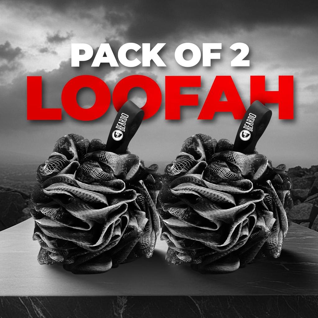 Beardo Power Scrub Loofah Set Charcoal Infused Mesh Body Scrubber Exfoliator For Deep Clean Bath Pack Of 2 70 G
