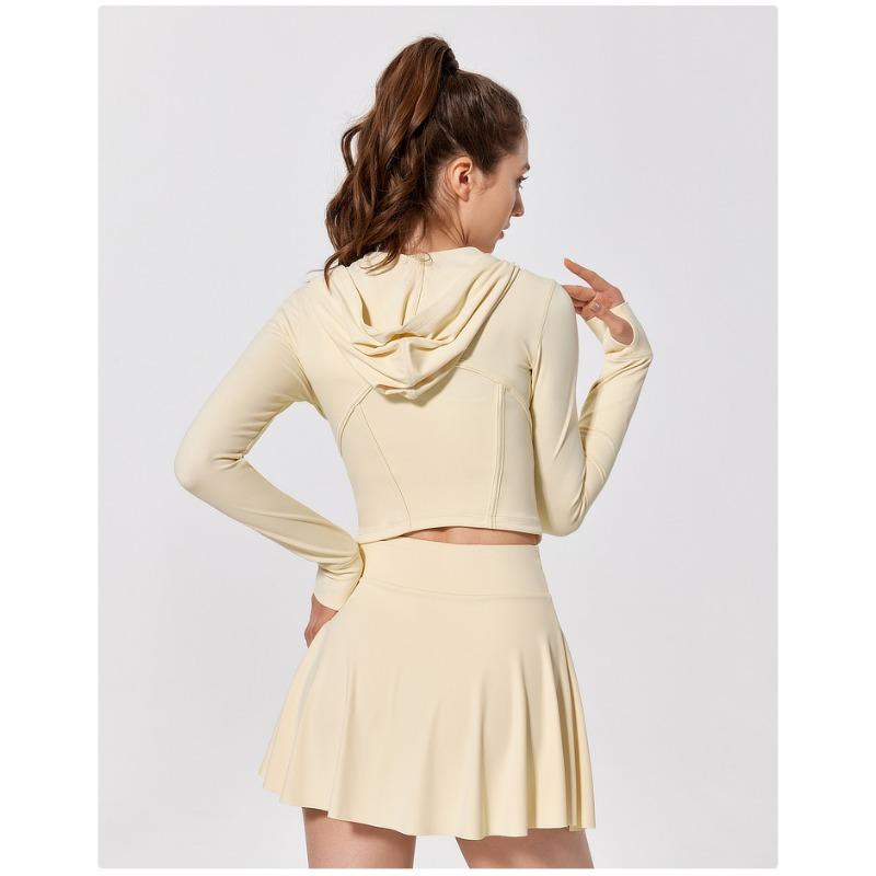 Women's Spring and Autumn Running Fitness Sports Slim Long Sleeve Hooded Yoga Wear Tops