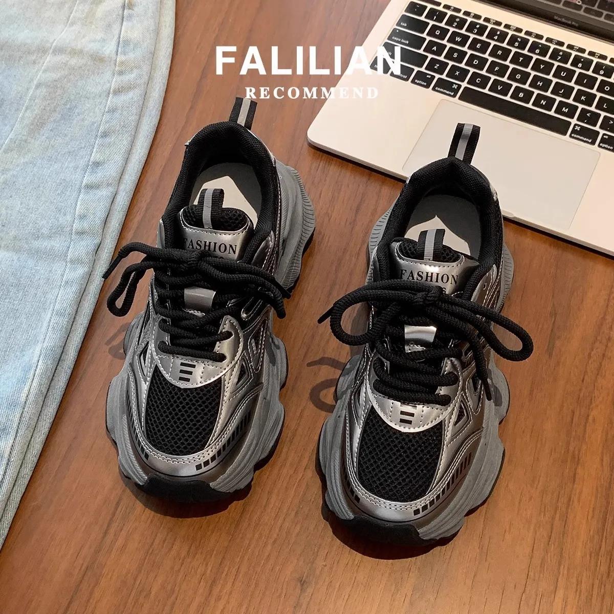 

2025 Женские новые популярные весенне-осенние папины кроссовки универсальные на толстой подошве увеличивающие рост повседневные спортивные кроссовки Повседневные кроссовки 36 чёрный