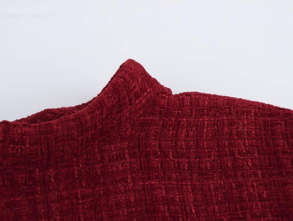 2025 Spring Women's European & American Tweed Backless Waist-Hugging Dress