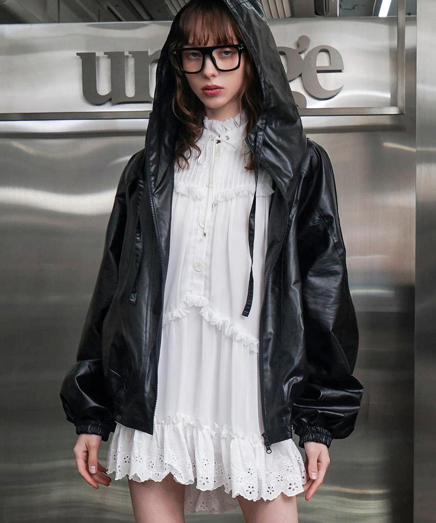 Untage Embroidered Lace Ruffle Mini Dress (White)_Uws-Ss12