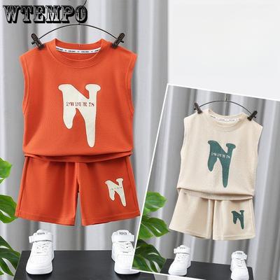 Boys' Summer Clothing Children's Sports Vest Sleeveless Sweatshirt Short Sleeved Shorts Two-piece Set