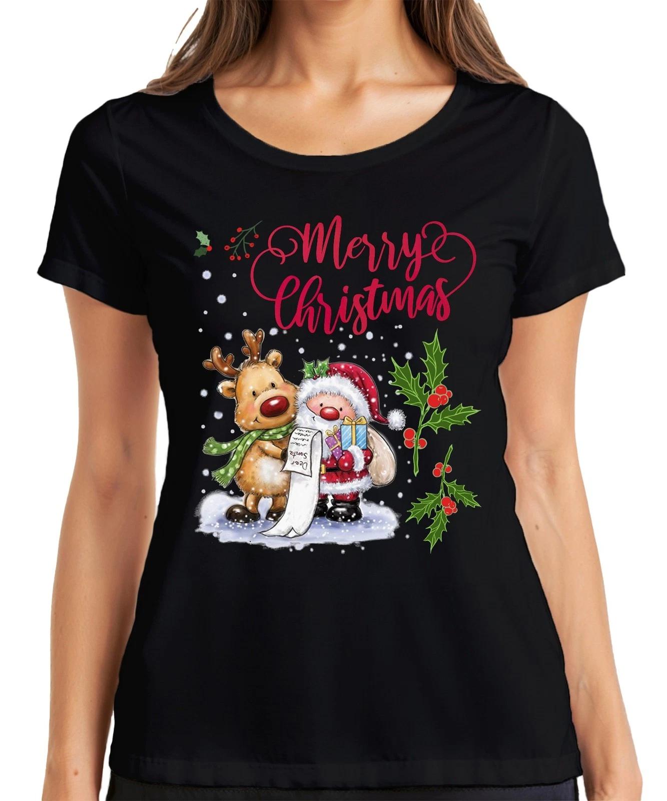 Merry Christmas Santa Rentier Wunschliste Mistelzweig - Weihnachten Weihnachtsge S