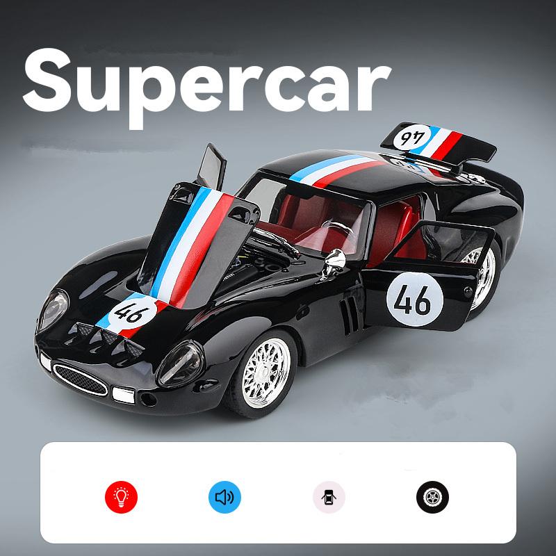 1:32 250 GTO Alloy Sports Car Model Diecasts Metal Track Racing Car Vehicles Model Simulation Sound and Light Childrens Toy Gift