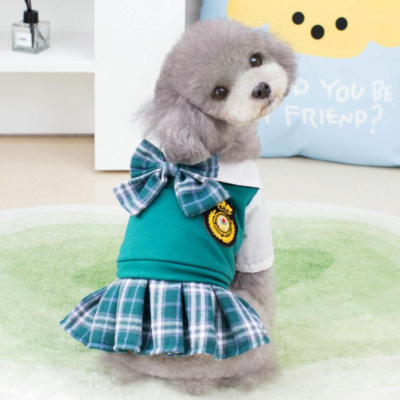 Preppy Style Dogs Clothes Dog Couples Dress Dog T-Shirt Skirt For Puppy Kitten Clothing Poodle Chihuahua Costumes Pet Apparel
