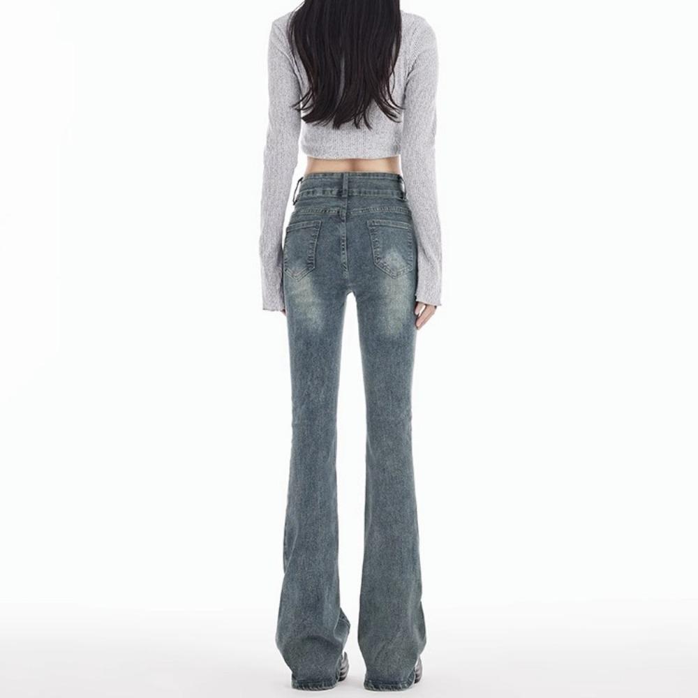 Retro versatile micro-flared jeans for women's 2025 autumn and winter new high-waisted and thin hips-covering horseshoe jeans